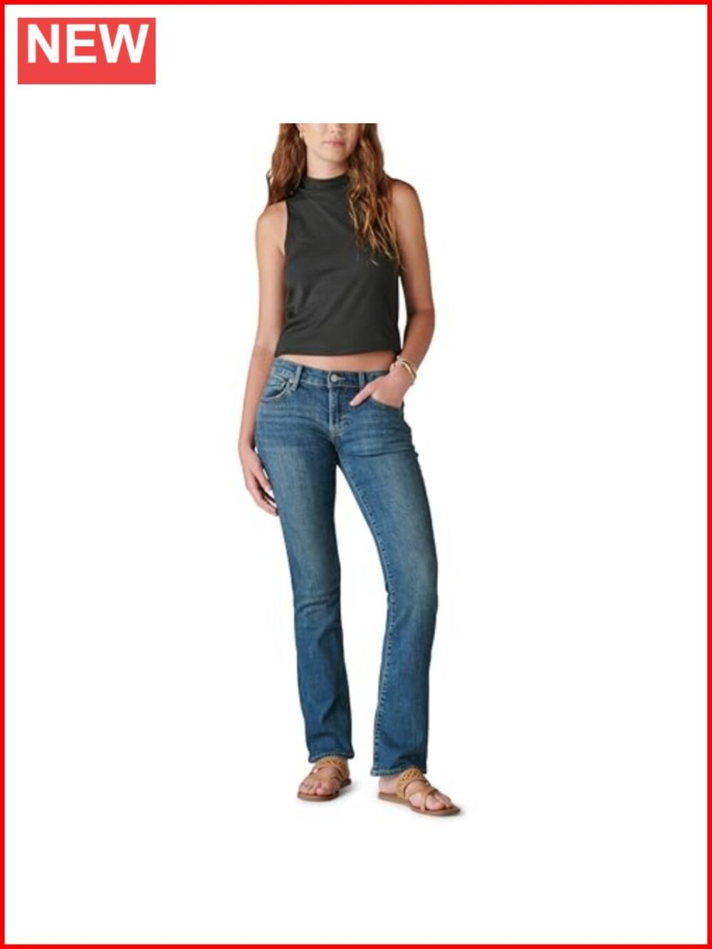 Mid Rise Bootcut Jeans Stretch 5-Pocket Casual Denim - Picture 6 of 6